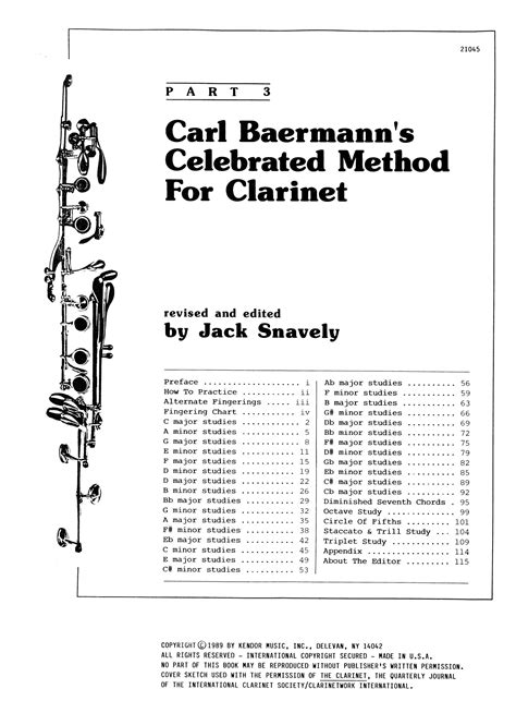 Carl Baermann's Celebrated Method For Clarinet, Part 3